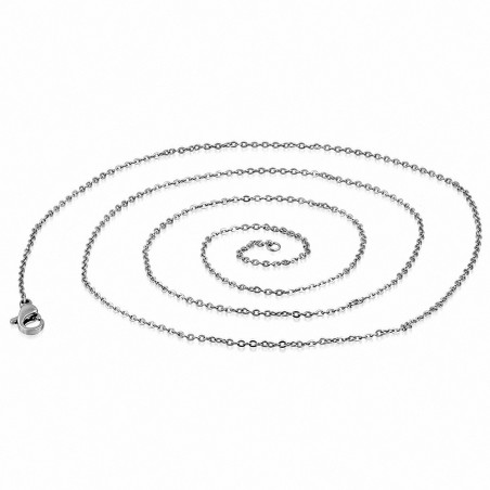 60cm x 1mm | Chaîne à maillons ovales plats en acier inoxydable avec fermoir à pince de homard