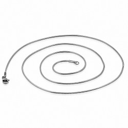 63cm x 2mm | Chaîne à maillons en forme de serpent rond avec fermoir mousqueton en acier inoxydable