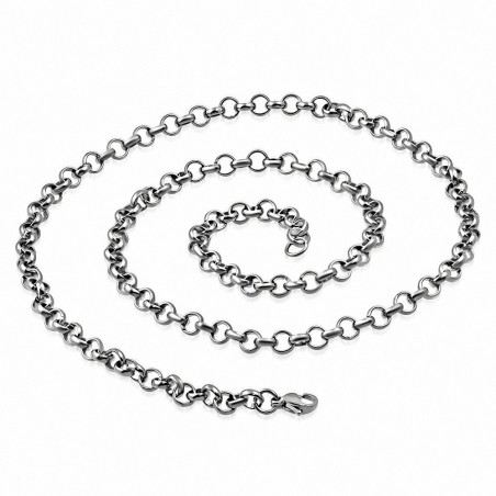50cm x 2mm | Chaîne à maillons Rolo en acier inoxydable avec fermoir à pince de homard