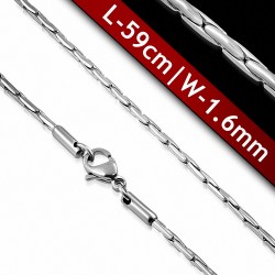 59cm 1.6mm | Chaîne à maillons ovale fantaisie avec fermoir mousqueton en acier inoxydable