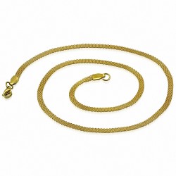 46cm x 3mm | Chaîne à maillons plats en acier inoxydable doré avec fermoir à pince de homard