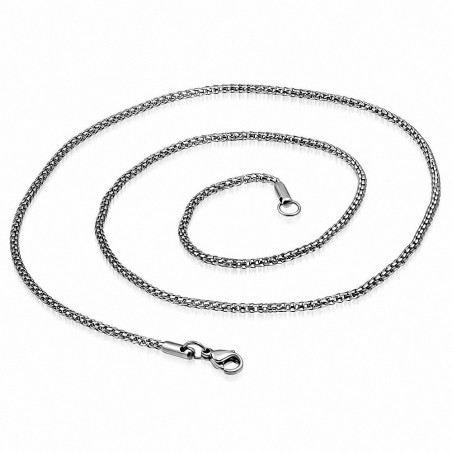 44cm x 2mm | Chaîne à maillons de maille ronde en acier inoxydable avec fermoir à pince de homard