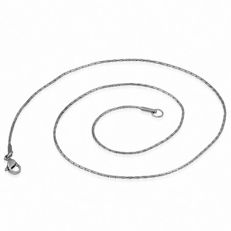 45cm 1mm | Chaîne à maillons ovale fantaisie avec fermoir mousqueton en acier inoxydable