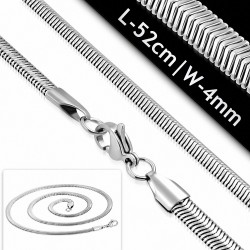 52cm x 4mm | Chaîne à maillons serpent plat avec fermoir mousqueton en acier inoxydable