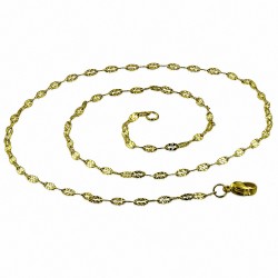 45cm x 2.5mm | Chaîne à maillons ovales plats en forme de croix avec pince de homard en acier inoxydable doré