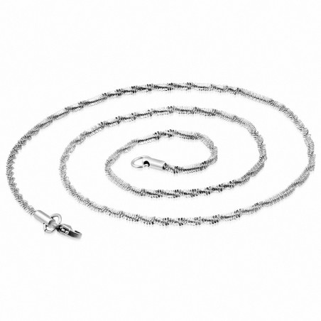 55cm 2.4mm | Chaîne à maillons torsadés en acier inoxydable avec fermoir à pince de homard