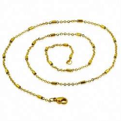 46cm x 2mm | Chaîne à maillons ovales à fermoir mousqueton en acier inoxydable doré