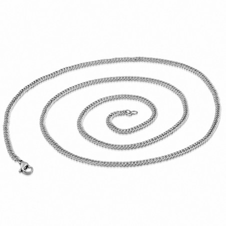 60cm x 2.8mm | Chaîne à maillons cubains en chaîne avec fermoir mousqueton en acier inoxydable