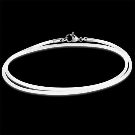 60cm x 2mm | Cordon en caoutchouc transparent avec chaîne / tour de cou  verrou en acier inoxydable fermoir à pince de homard
