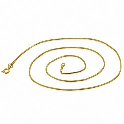 45cm x 0.9mm | Chaîne à maillons serpentins avec fermoir mousqueton en acier inoxydable doré