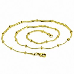 50cm x 3.3mm | Chaîne à maillons en forme de boule ronde avec fermoir mousqueton en acier inoxydable doré