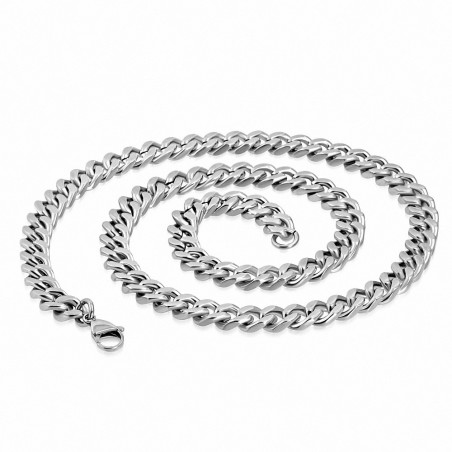 60cm x 8.5mm | Chaîne à maillons cubains en chaîne avec fermoir mousqueton en acier inoxydable