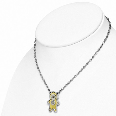 Collier avec pendentif pour outil de clé à damier en acier inoxydable à carreaux en acier inoxydable avec collier transparent