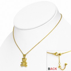 Collier en chaîne en alliage de charm avec prolongateur de charm en acier inoxydable doré avec cz transparent