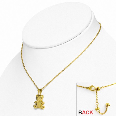 Collier en chaîne en alliage de charm avec prolongateur de charm en acier inoxydable doré avec cz transparent