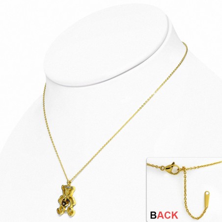 Collier chaîne en alliage de charm avec coeur en forme de coeur en forme de coeur en acier inoxydable doré
