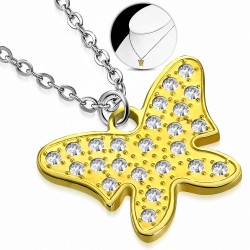 Collier pendentif étoile acier inoxydable avec 2 pavés de couleurs