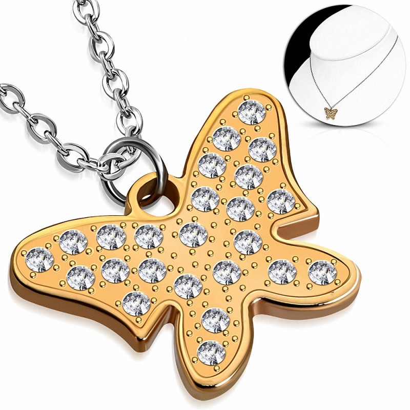 Collier pendentif étoile en acier inoxydable avec 2 pavés de couleurs