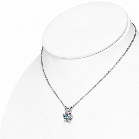 Collier avec fermoir à pince de homard et breloque en forme de pendentif de bébé en acier inoxydable avec breloques de zirconium