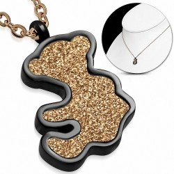 Collier chaîne en acier inoxydable plaqué de couleur avec deux grains de sable