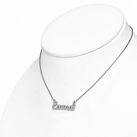 Collier à chaîne avec breloque prénom Emma acier inoxydable
