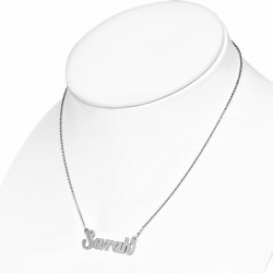 Collier à chaîne avec breloque et prénom Sarah en acier inoxydable