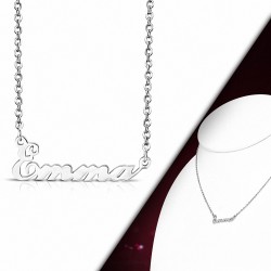Collier à chaîne avec breloque et prénom Emma en acier