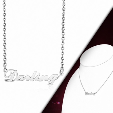 Collier chaine en acier inoxydable avec monogramme Darling