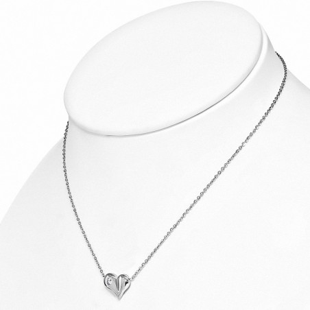 Collier à breloques en forme de coeur d'amour en acier inoxydable avec pince de homard en acier inoxydable