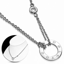 Collier chaîne en acier inoxydable avec double brin de charm avec monogramme d'amour en acier inoxydable