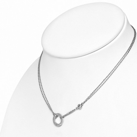 Collier chaîne en acier inoxydable avec double brin de charm avec monogramme d'amour en acier inoxydable