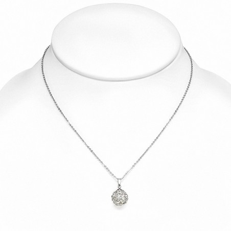 12mm | Collier avec chaîne à pendentif Shamballa en acier inoxydable Argil Disco Ball avec CZ transparent