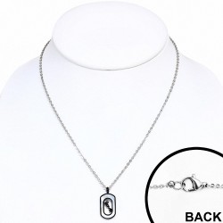 Couple en acier inoxydable 3 pièces avec collier et chaîne ovale pour couple avec incrustations de coquille et Clear CZ