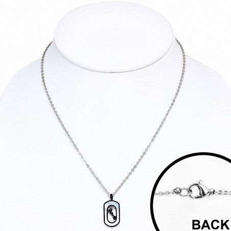 Couple en acier inoxydable 3 pièces avec collier et chaîne ovale pour couple avec incrustations de coquille et Clear CZ