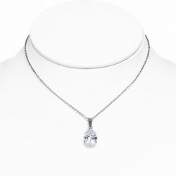 Collier avec pendentif en forme de larme en acier inoxydable avec pendentif en forme de larme  Clear CZ