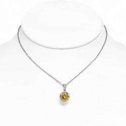 Collier chaîne en acier inoxydable avec breloque cercle rond avec topaze CZ