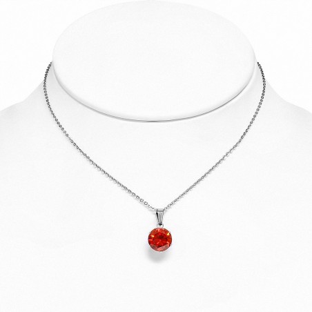 Collier en acier inoxydable avec chaîne à breloques en cercle rond avec jacinthe orange CZ