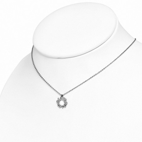 Collier en chaîne en acier inoxydable avec pendentif forme de coeur fermoir pince homard