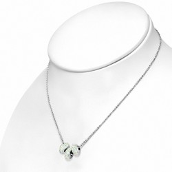 Collier en acier inoxydable à trois rangées de perles Shamballa avec collier de perles à glissière et Aurore Boreale CZ