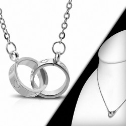Collier chaînette à breloques en forme de coeur d'amour en acier inoxydable