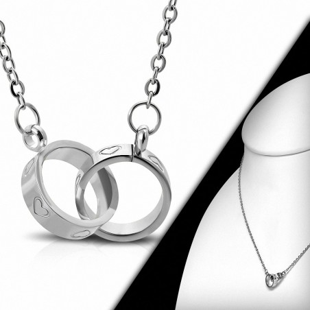 Collier chaînette à breloques en forme de coeur d'amour en acier inoxydable