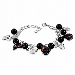 Bracelet en alliage de perles de verre perle de perles de verre perle noire