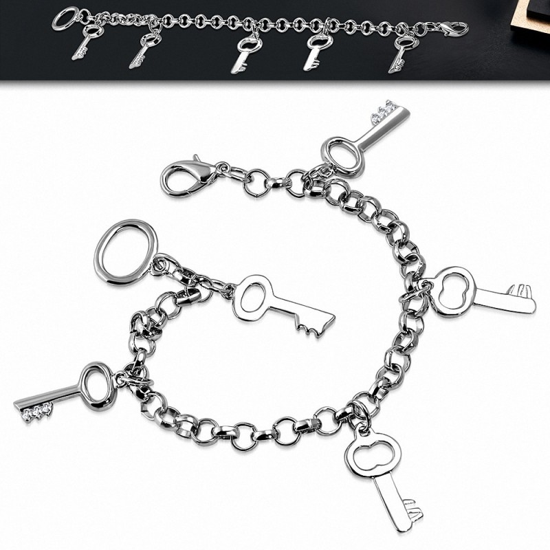 Alliage de mode bracelet de chaîne de lien de charm clé classique  clear cz