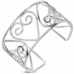 Bracelet manchette large en alliage à la mode en forme de coeur en spirale