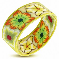 DIA-60mm | Bracelet fantaisie en forme de fleur en pâte de fimo / polymère - FBU026