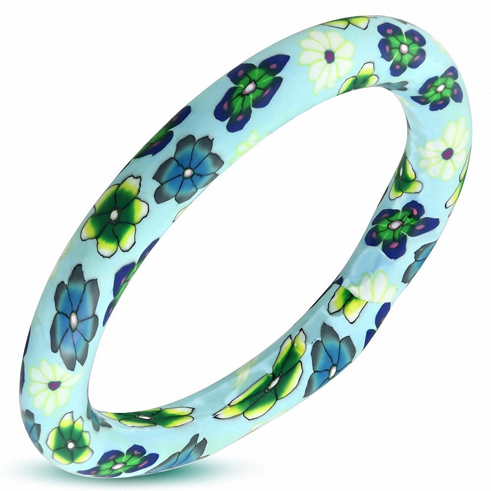 DIA-65mm | Bracelet de femme à la mode en fimo / fleur en pâte polymère - FBU061