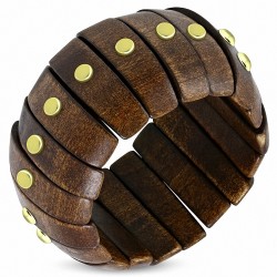 Bracelet extensible en bois à section ovale en métal à la mode