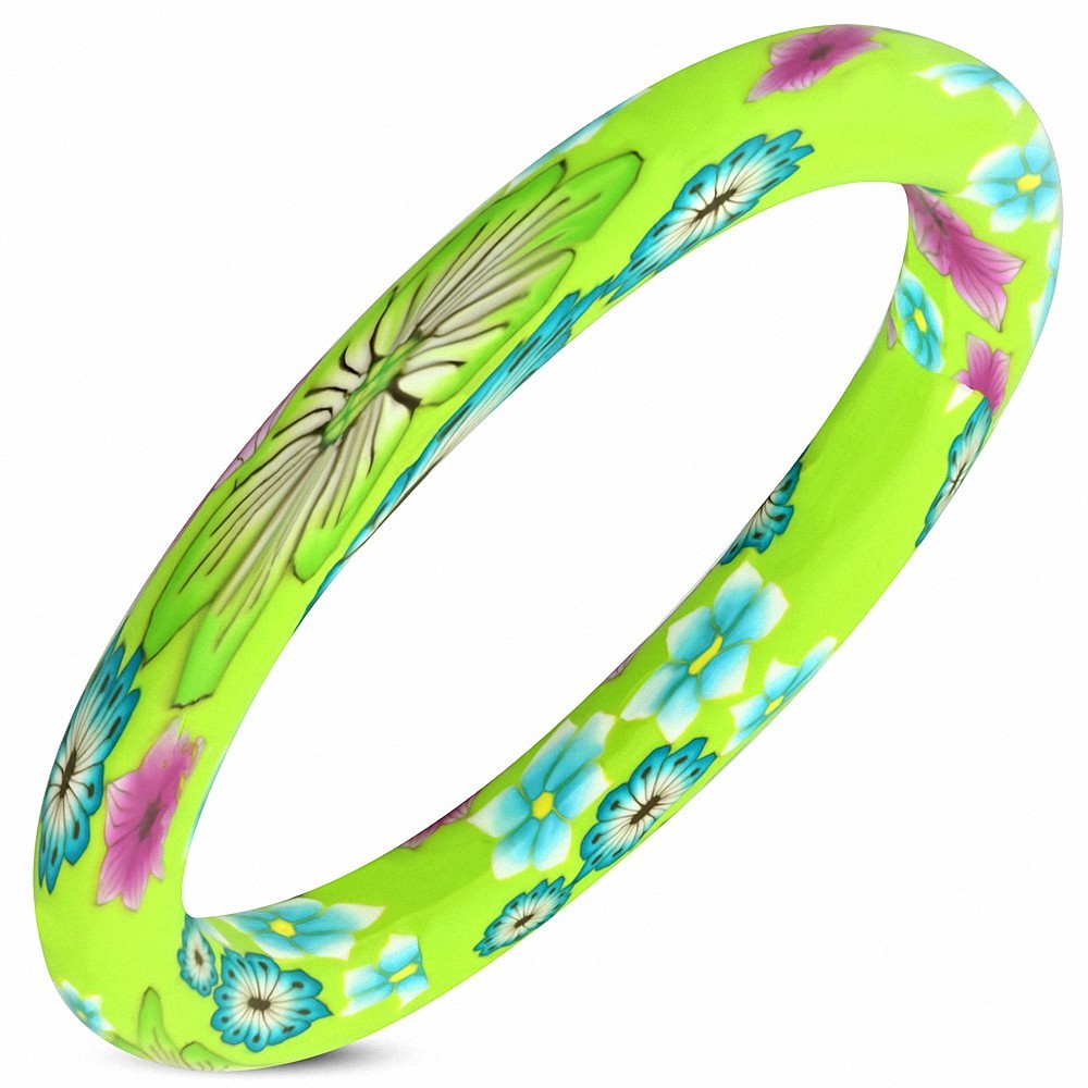 DIA-65mm | Bracelet de femme à la mode en fimo / fleur en pâte polymère - FBU109