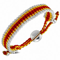 Bracelet d'amitié ajustable en alliage tissé au crochet rouge et jaune