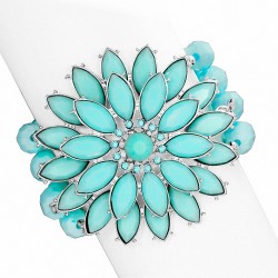 Bracelet extensible en alliage de mode multi-rangée de perles de marguerites et de fleurs avec GZ bleu